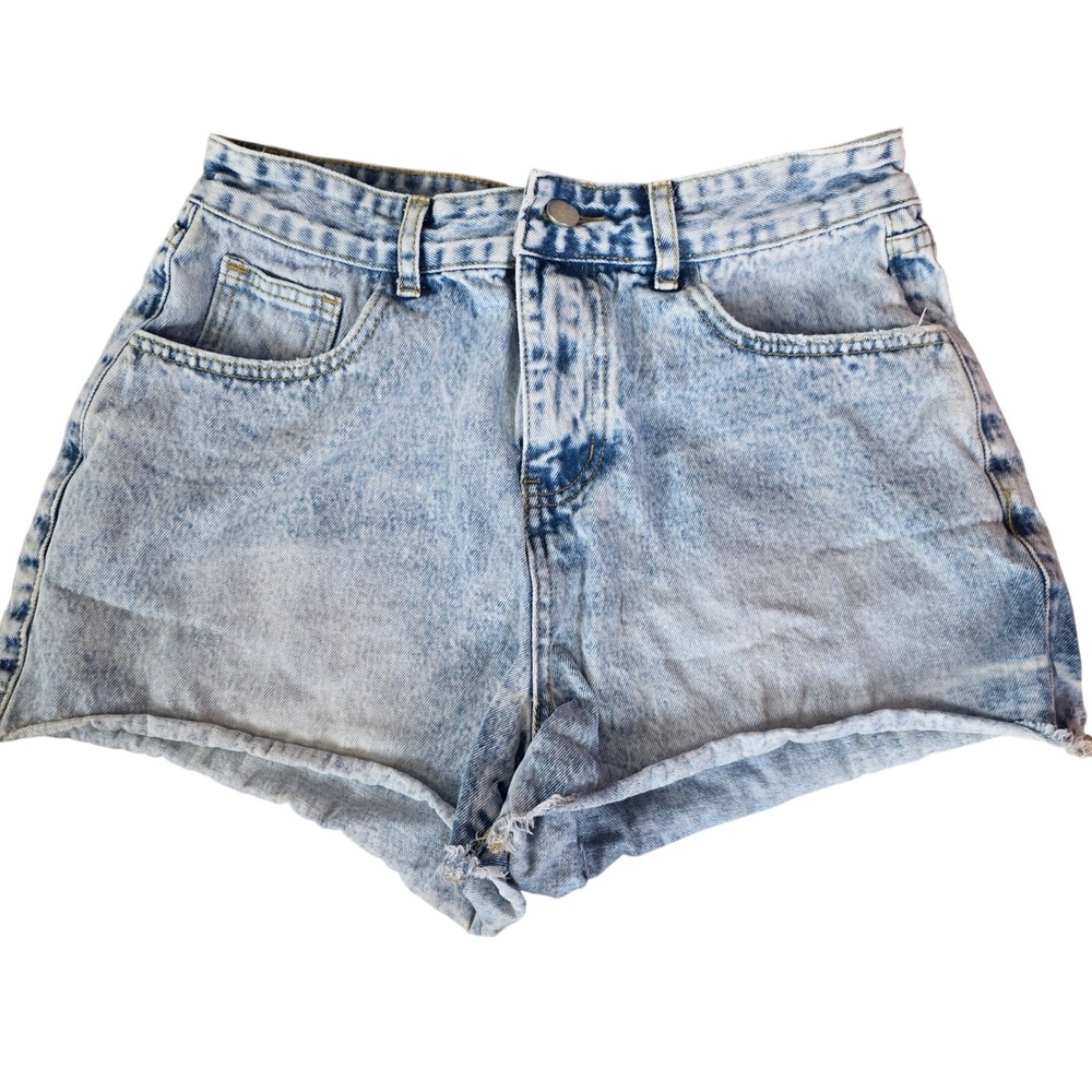 Automet Womens Light Wash High Waisted Denim Shorts Elastic Back Light Blue